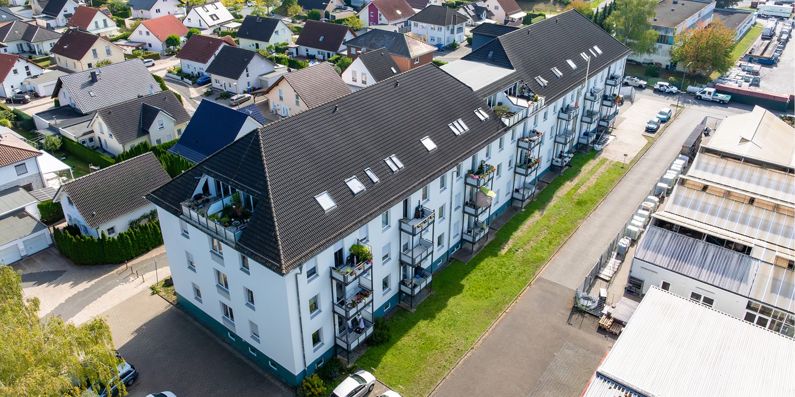 Mehrfamilienhaus aus der Vogelperspektive